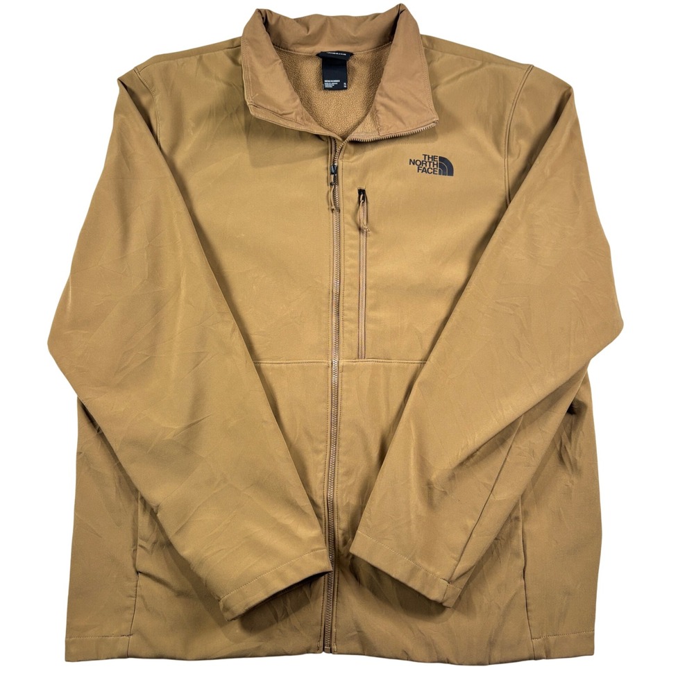 The North Face Softshell Jacket Mens XL Tan Windwall Full Zip Fleece Lined